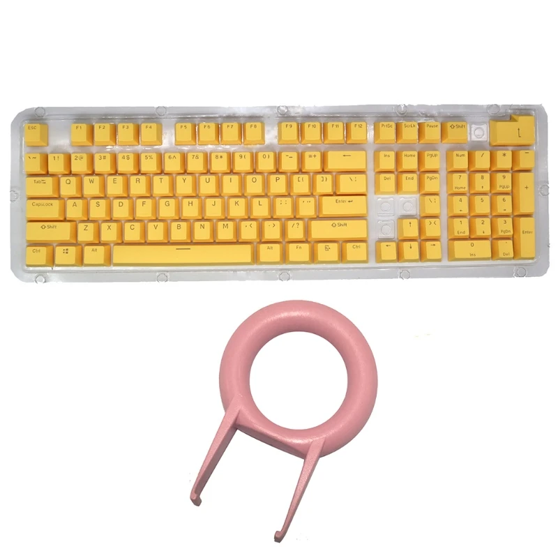 

104 PBT Thicken Keycap Mechanical Keyboard Installation Keycap Set Solid Color Backlight Keycaps with Key Puller R2LB