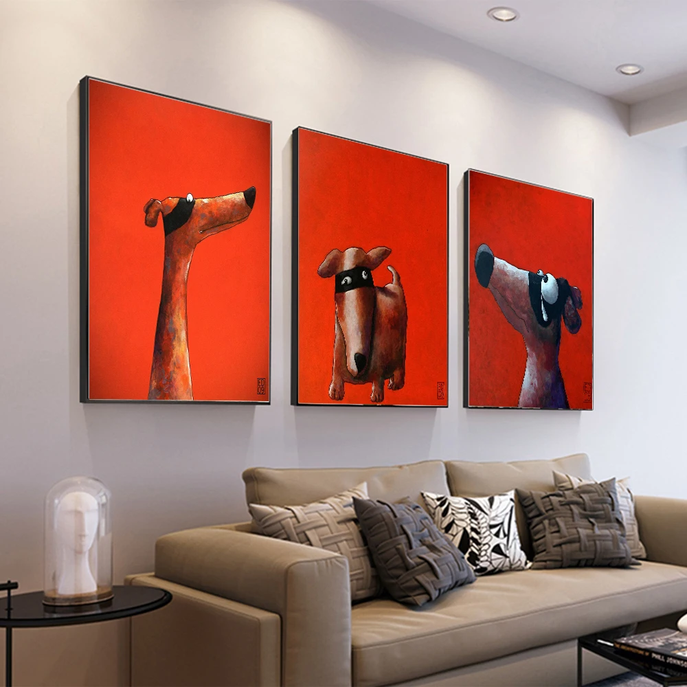 Мультяшные плакаты Картина на холсте с собакой картины печать настенное