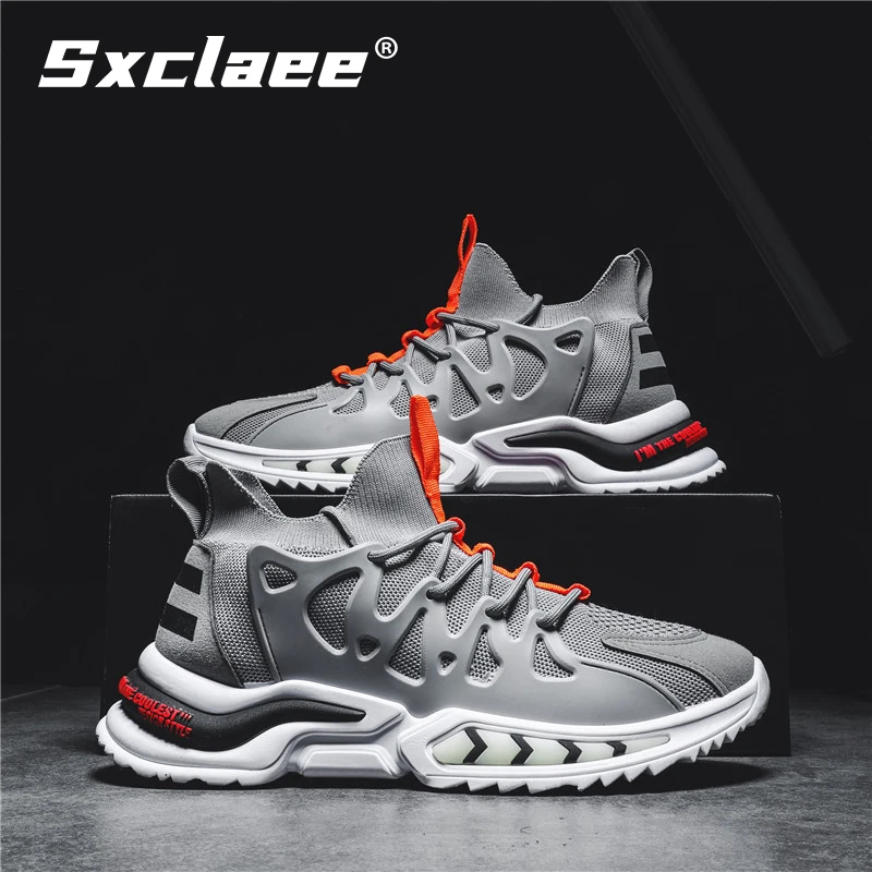 

Sxclaee Fashion Men's Casual Shoes Comfortable and Breathable Flying Knit Male Shoes Outdoor Leisure Non-slip Sports Shoes