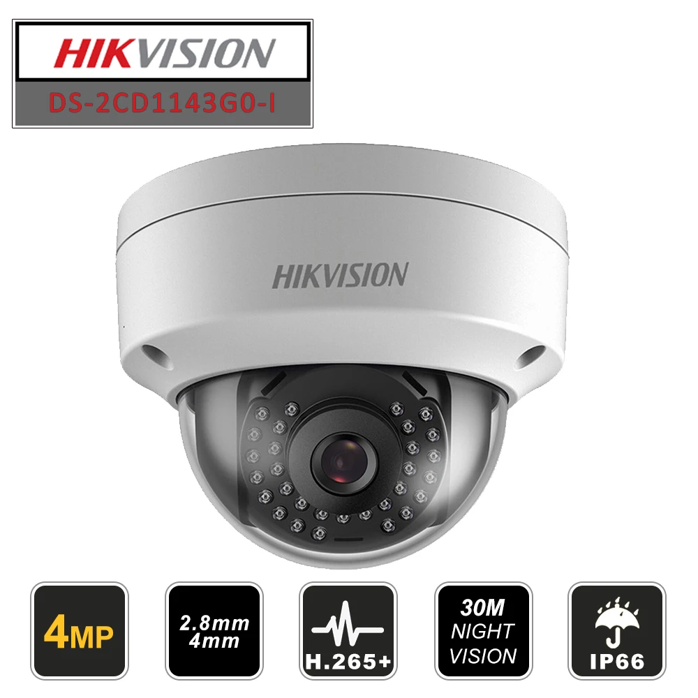 Hikvision Оригинальная английская 4 МП(1080 P) купольная камера безопасности Onvif DS-2CD1143G0-I PoE CCTV камера Замена DS-2CD1141-I H.265