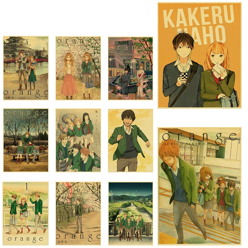 

Japanese Animation Orange Miracle Poster Retro Kraft Paper Poster Wall Study Living Room Bedroom Decoration Poster Anime