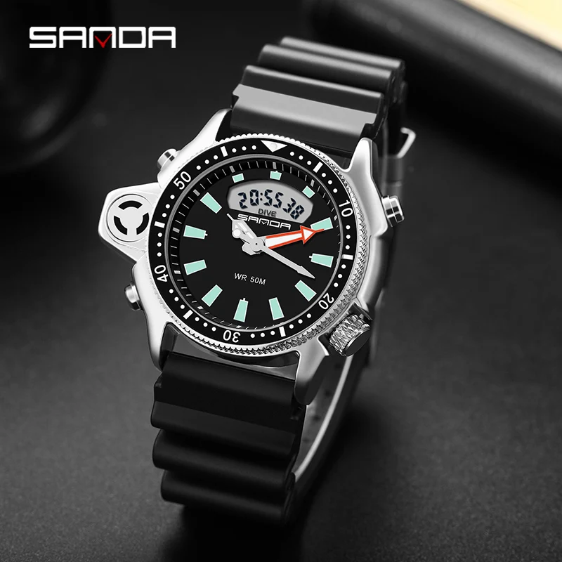 

SANDA Brand Fashion Sport Men's Watch Casual Style Watches Men Military Quartz Wristwatch Diver S Shock Man relogio masculino