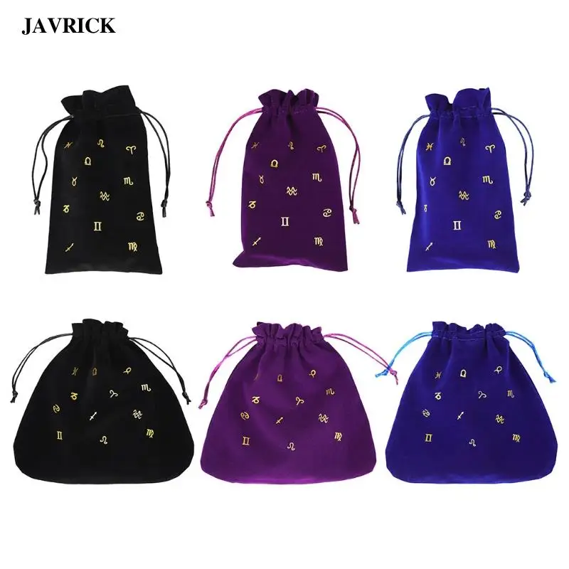 

Soft Flannel Jewelry Pouch Constellation Oracle Card Storage Bag Drawstring Playing Cards Dice Bag for Witch Divination