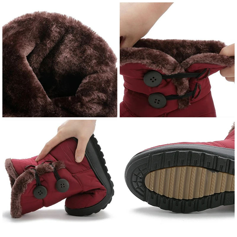 

Winter boots women shoes 2020 solid flat plush warm snow boots women shoes platform ankle boots casual shoe woman Female Booties