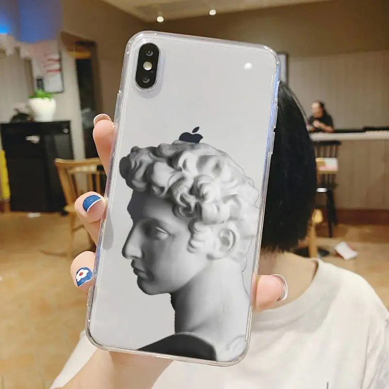 

Abstract Art Statue Phone Case Transparent soft For iphone 5 6 7 8 11 12 s c se plus mini x xs xr pro max shell