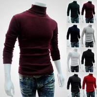 95 cotton 5 spandex spring autumn solid color basic warm mens turtleneck sweater men sheath slim fit brand knitted pullovers