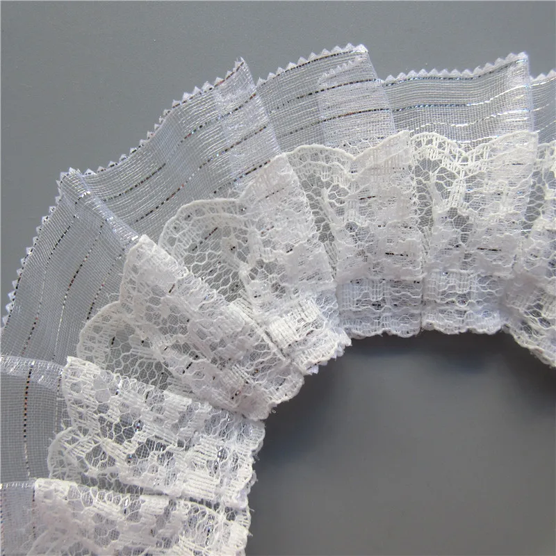 2 ярда 2-слойная Серебряная плиссированная Пилообразная вуаль кружевная