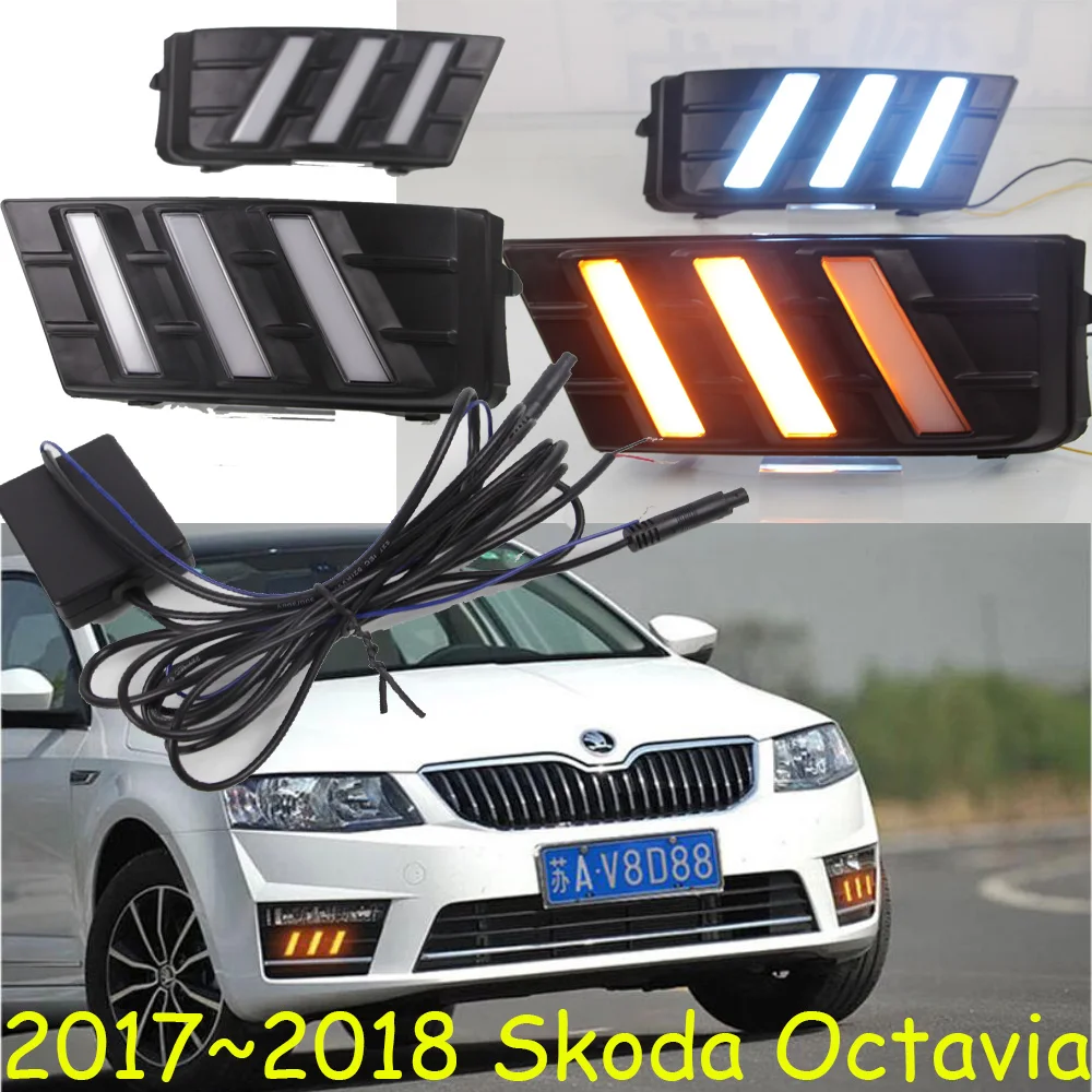 2009 ~ 2014/2017 2019y налобный фонарь для Skoda Octavia Дневной светильник автомобильные