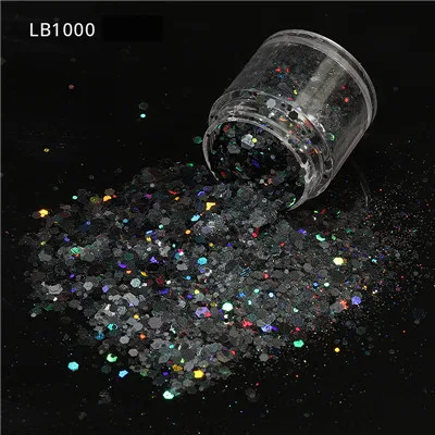 lb1000 Ультратонкие Блестки для дизайна ногтей, Мини блестки, шестиугольник, красочные блестки, блестки, украшения для ногтей, маникюрные аксессуары, 8 г - Цвет: lb1000