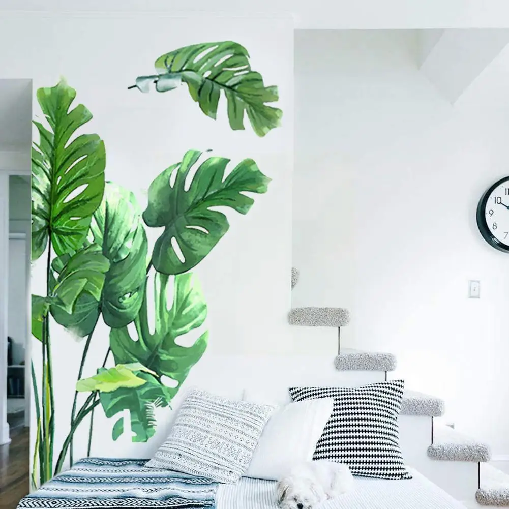 

1 PCS PVC Green Leaf Plant Wall Stickers Home Decoration Indoor Wall Mirror Murals 60x90CM Decor Vinyl Sticker Decals N4Y7
