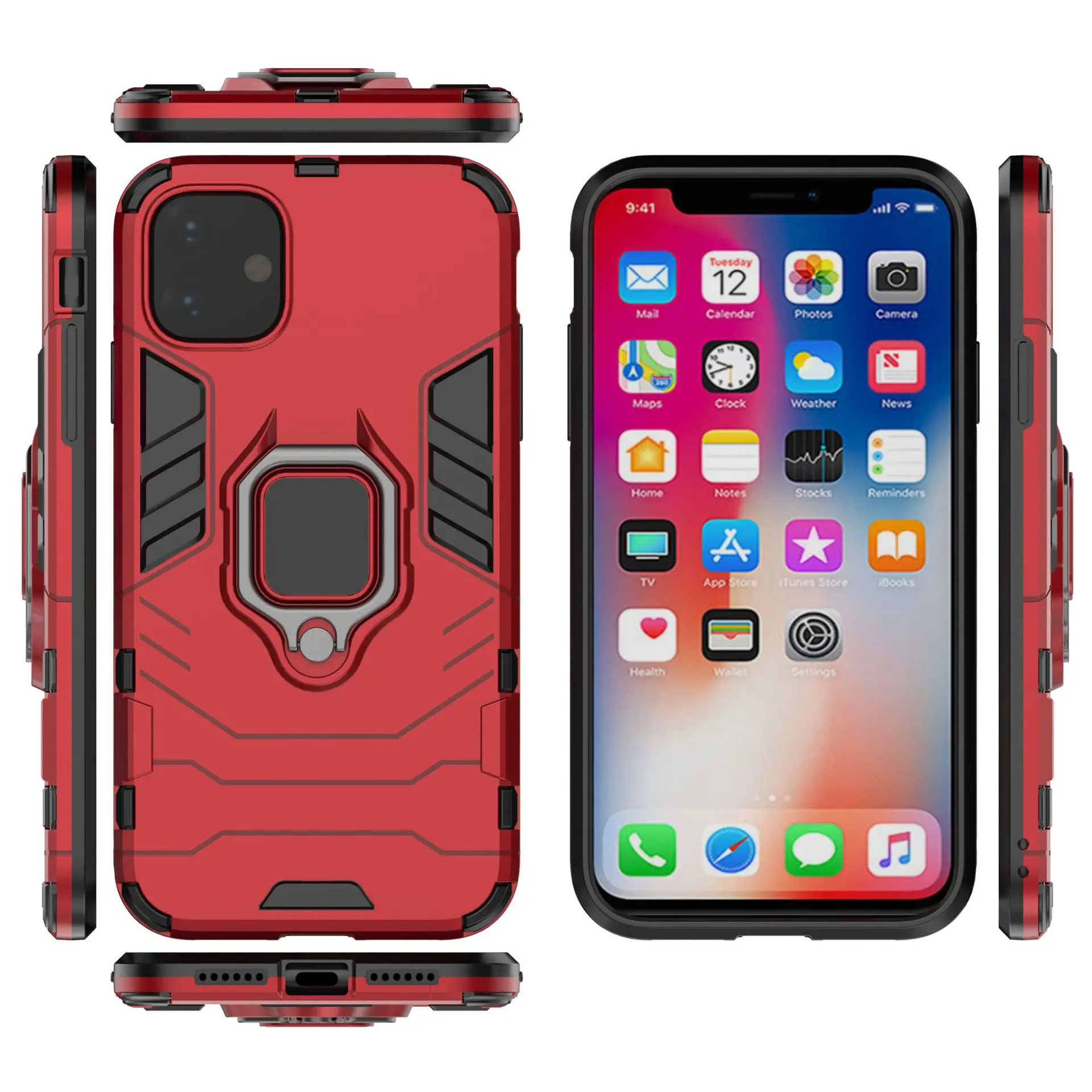 Противоударный защитный чехол для iPhone 11pro Xs Max подставка автомобильный телефона с