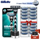 Прямая бритва Gillette Mach 3, чехол, Бритва для мужчин, кассеты для бритвенного станка с подставкой, Безопасные лезвия для бритья, бритва для бороды