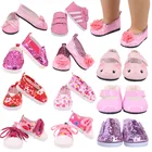Кукла розовая с бантом Китти холщовая обувь кроссовки подходит для 18-дюймовых американских кукол и 43 см новорожденных кукол одежда аксессуары, игрушки для девочек