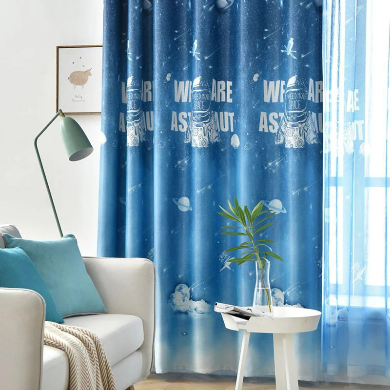 Мультяшные занавески для мальчиков Детские спальни космонавта Вселенной