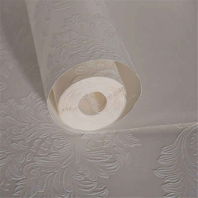 

European Non-woven Wallpaper Damask Embossed 3D Wall Paper Roll Luxury Floral Papel De Parede Living Room Bedroom Home Decor