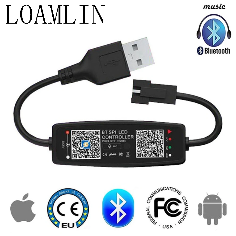 WS2812B LED Controller Bluetooth Music For SK6812 WS2811 WS2812 Pixel Strip Light APP 24/28Keys Remote DC5-24V | Освещение