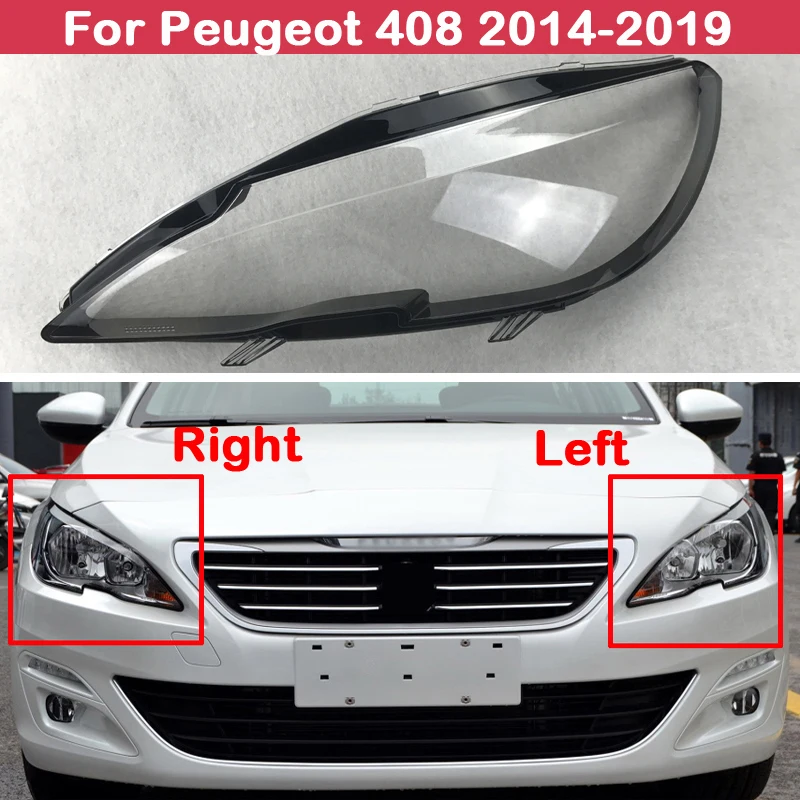 Front Headlamp Lamp cover For Peugeot 408 2014-2019 Lampshade Headlight Waterproof Bright Head Light Shade Shell Caps