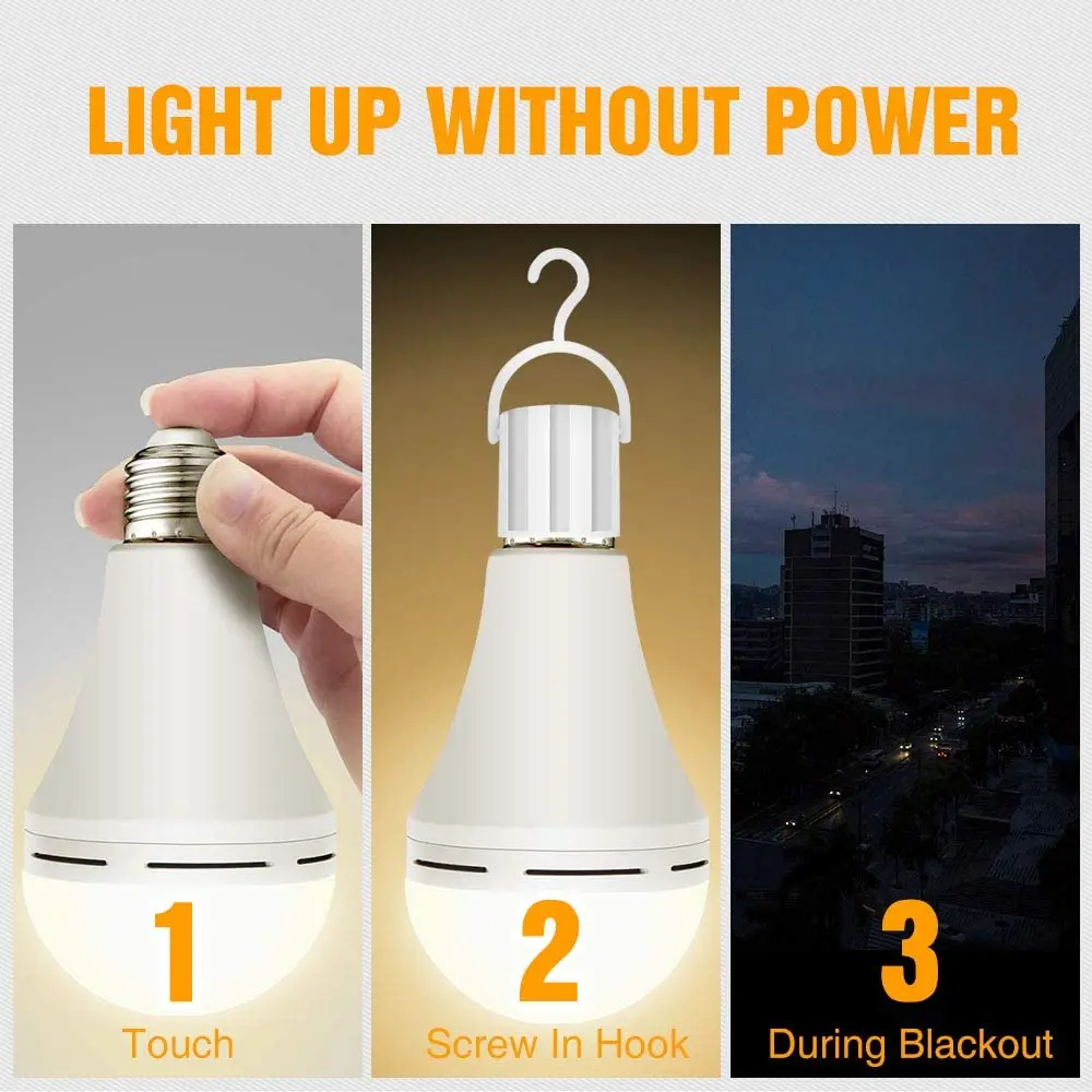 Emergency Rechargeable Light Bulb 3500K Soft White Bulbs Stay Lights Up When Power Failure1200mAh 9W LED | Лампы и освещение