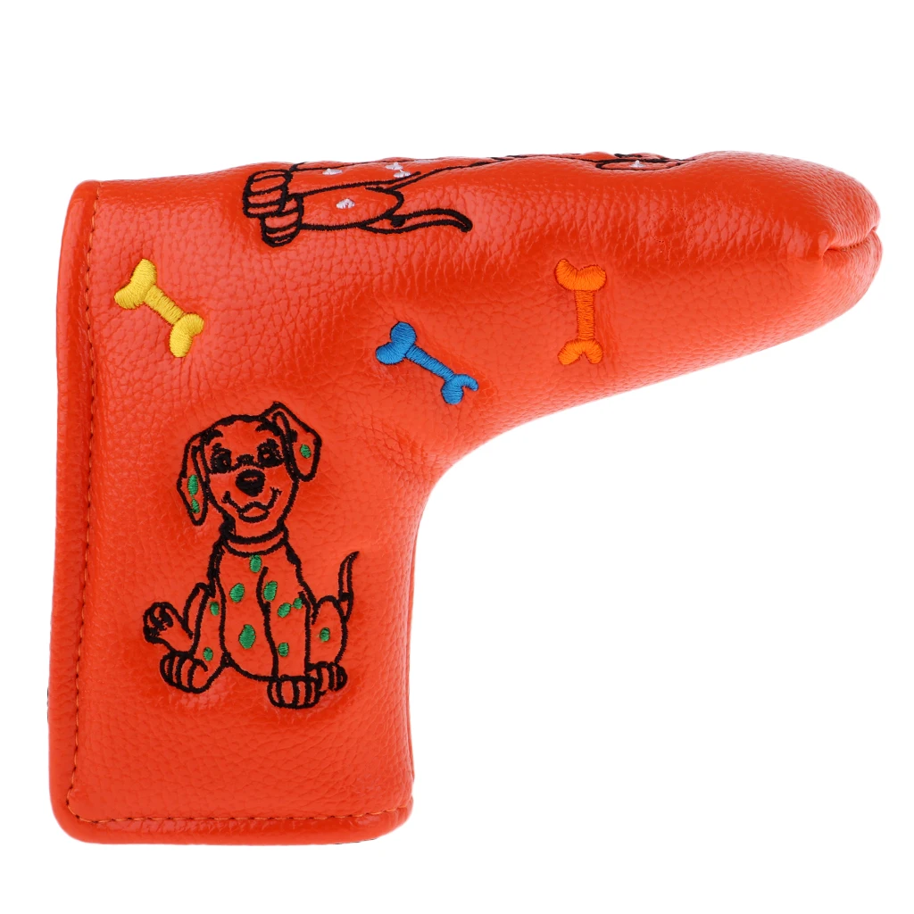 Orange Dog Водонепроницаемый ПУ кожаный чехол для клюшки для гольфа, защитная крышка для головы, 3D вышитая крышка для головы, Сменные аксессуары - Цвет: Orange Dog
