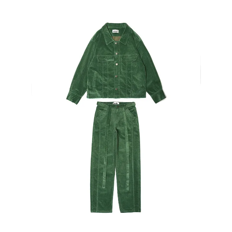 Комплекты из 2 предметов мужские модные вельветовые Ретро однобортные куртки