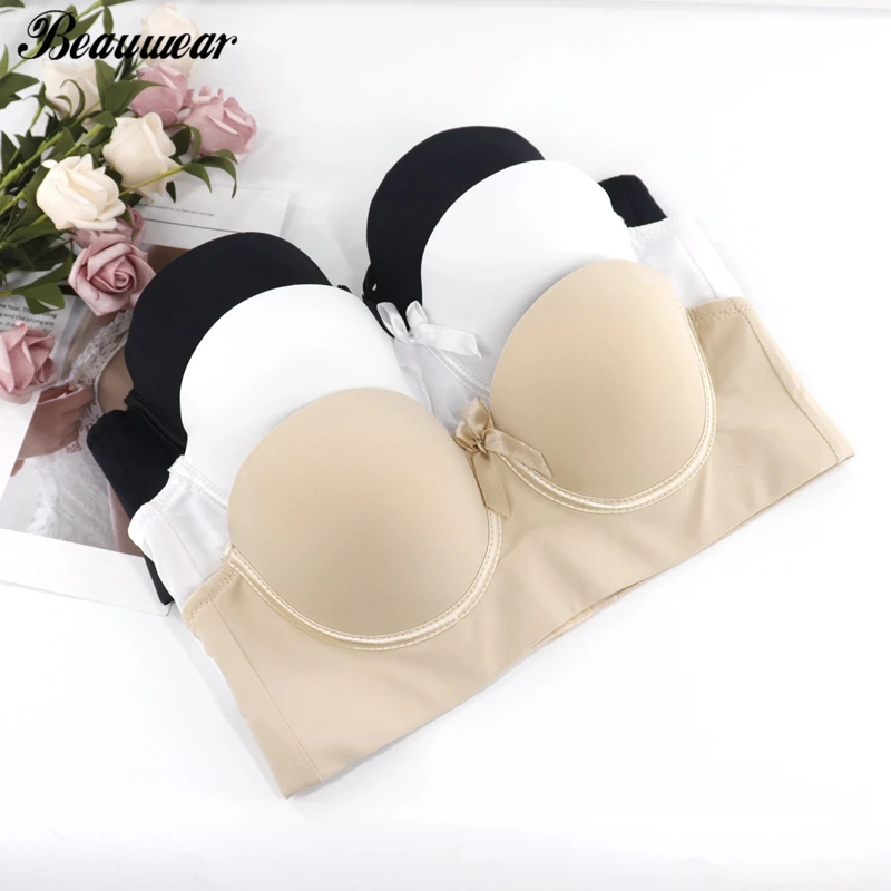 Beauwear цельный бюстгальтер без бретелек для свадебного платья пуш-ап сексуальное женское нижнее белье гладкий невидимый бюстгальтер нижнее белье без подкладки