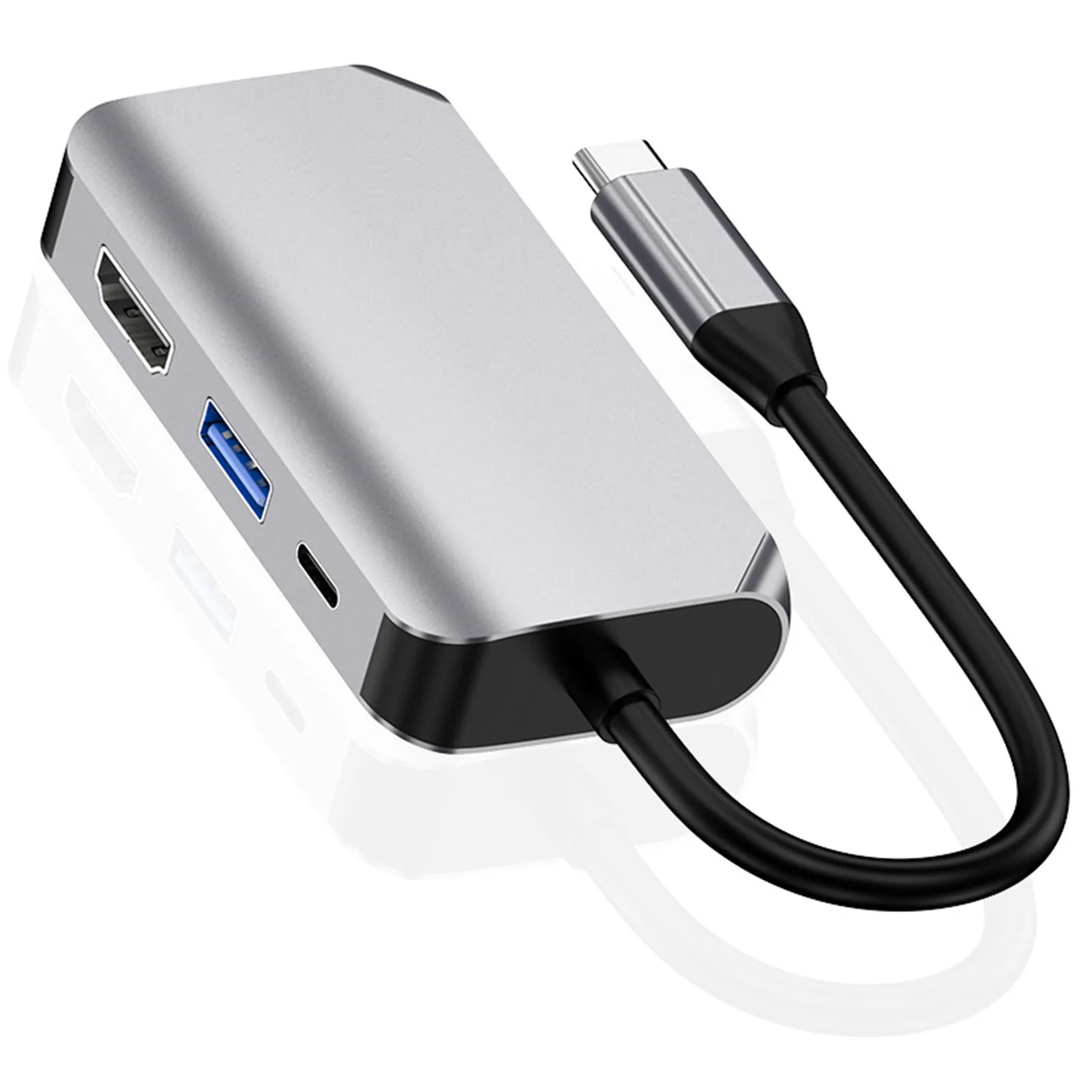 

4 in 1 Type-C to VGA Fast Charging Card Reader Converter Docking Adapter Type-C to VGA Adapter Aluminum Alloy Housing
