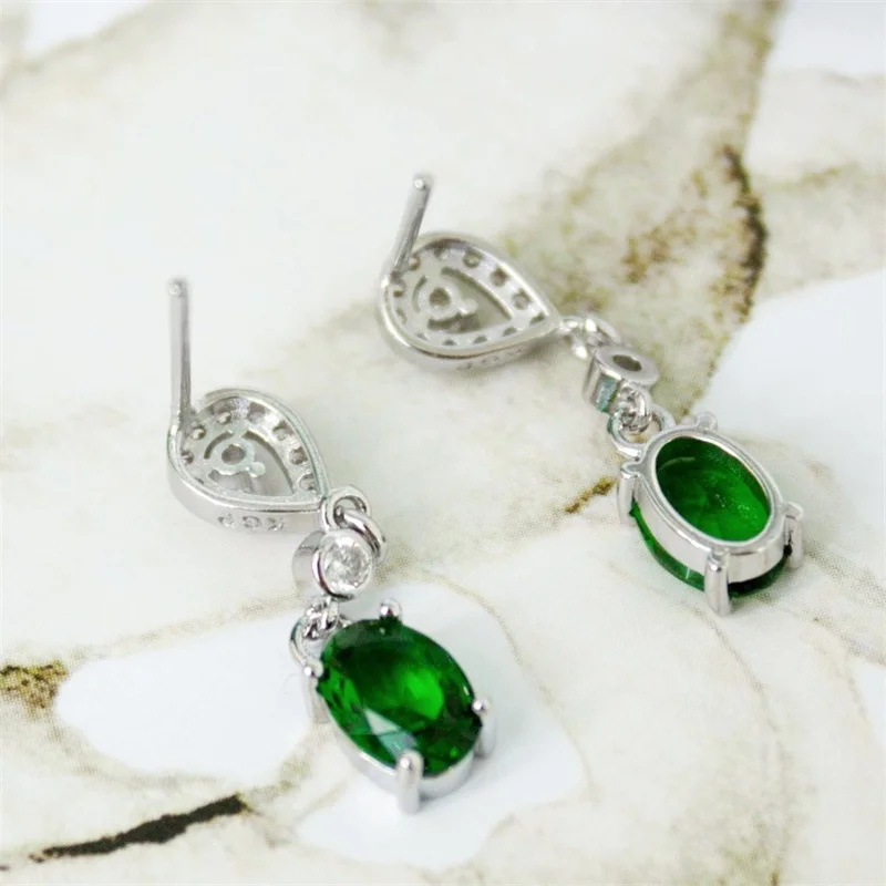 Серьги JoyceJelly женские из серебра 925 пробы с изумрудом | Украшения и аксессуары