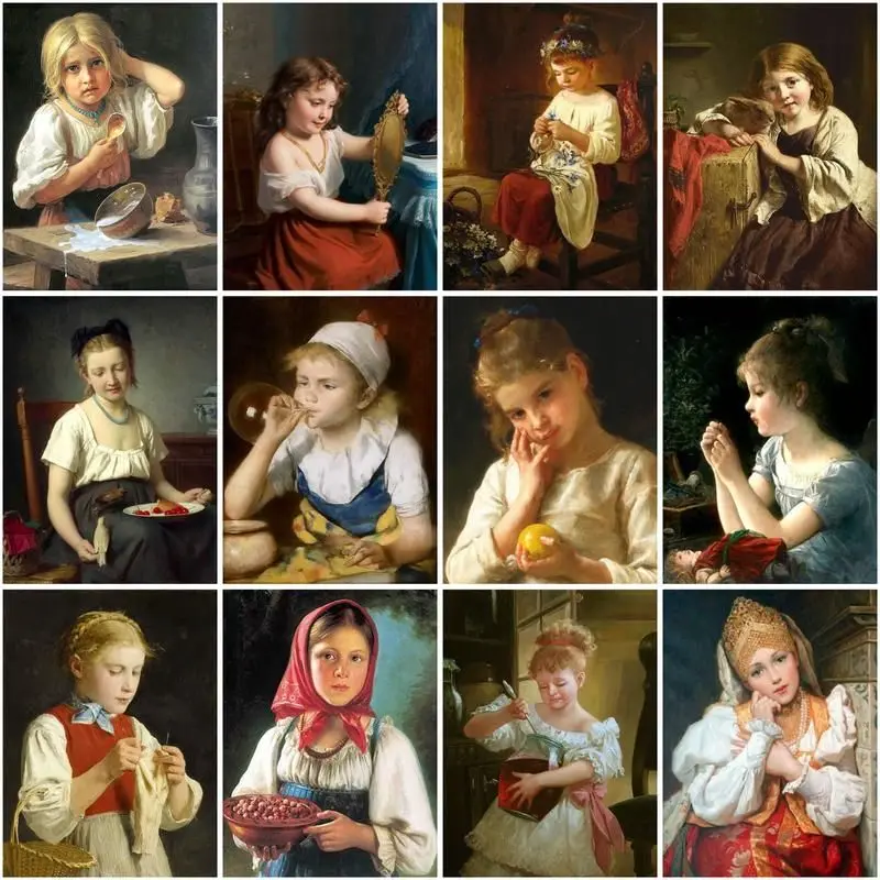 GATYZTORY Рисование по номерам девушка рисунок на холсте Ручная роспись подарок Diy