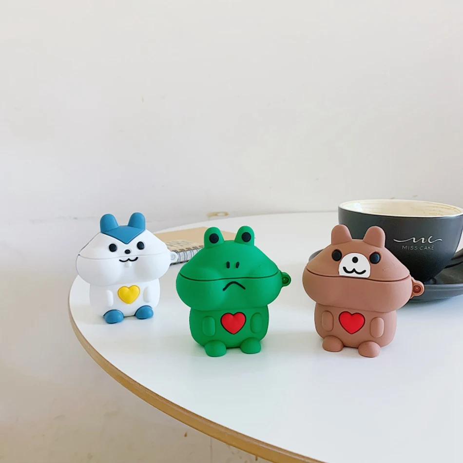 3D чехол для наушников для AirPods, силиконовый чехол, милый ins, медведь, собака, чехол для Apple Air pods 2, наушники/Earburd/Earpods, чехол, ремешок
