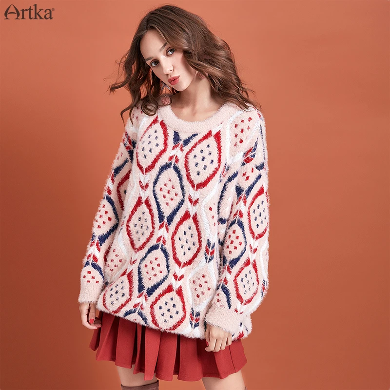 ARTKA 2019 Зимний новый женский свитер модный винтажный дизайн трикотажные свитера