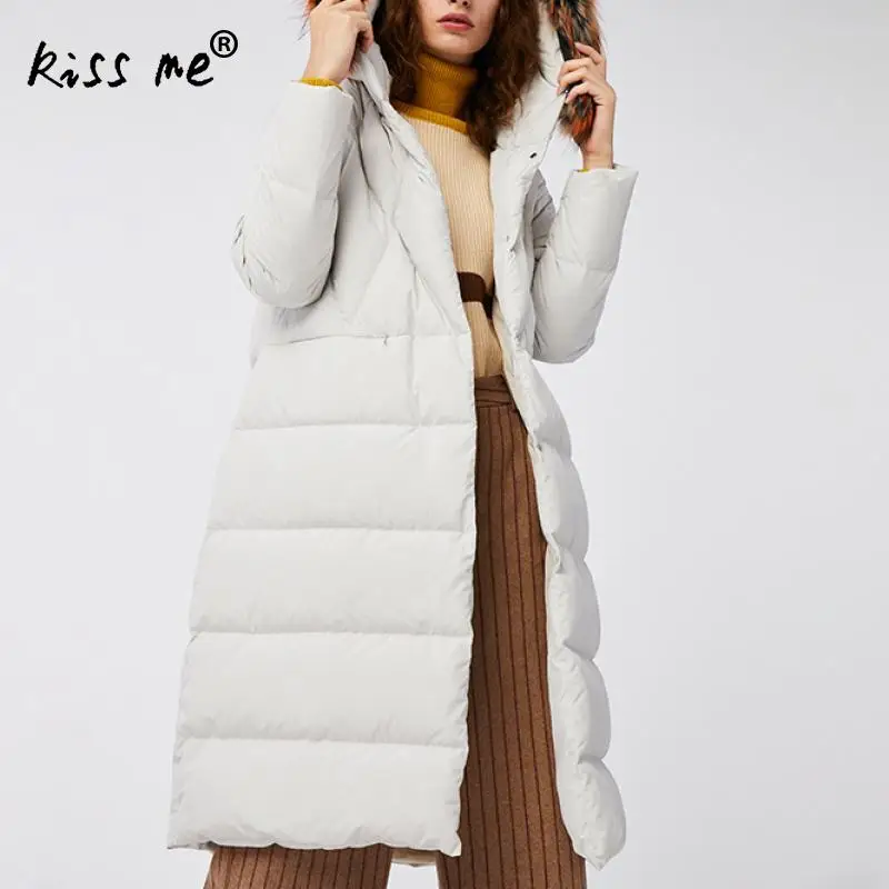 Женский пуховик средней длины верхняя одежда с длинным рукавом пальто 95% белый