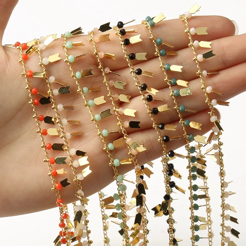 1 метр ручная работа Хрустальная стрела подвеска золотые медные цепи для