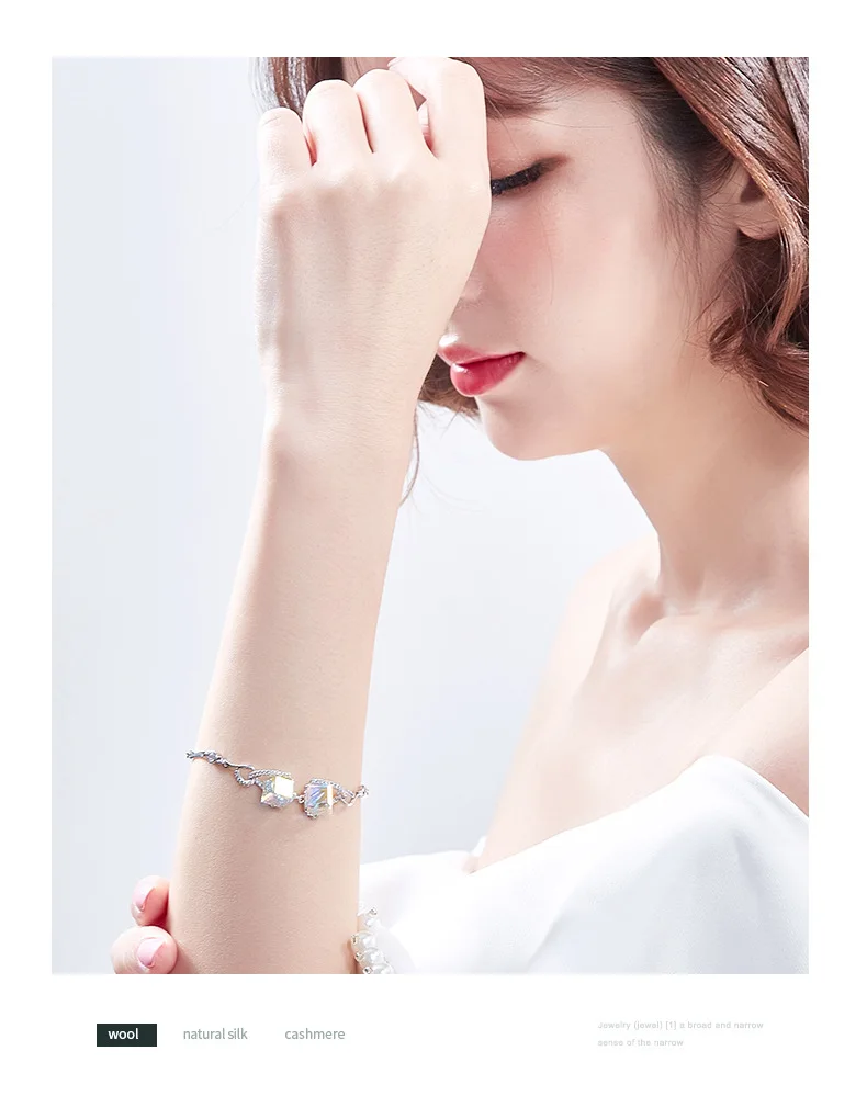 BOSCEN украшенный кристаллами от Swarovski разноцветный браслет для женщин девушка подарок на день рождения милый роскошный квадратный элегантный