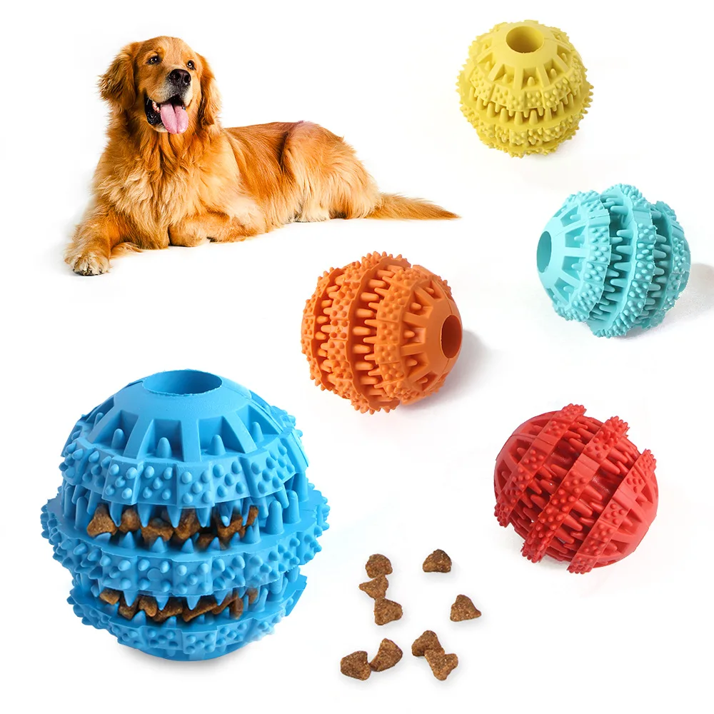 

New Dog Toys Interactive Elasticity Ball Dog Chew Toy For Puppy Tooth Cleaning Snack Ball Toy Food Leaking Ball Pet Products