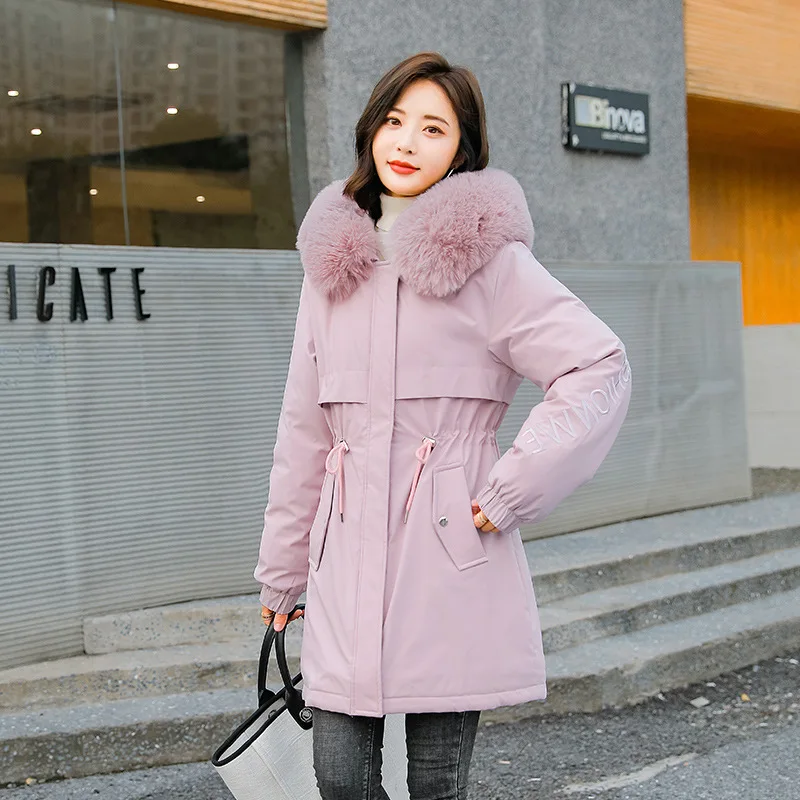 Coats and Jackets Winter Coat Women Elegant Cotton Long 2021 Ladies Clothes The New Thicken Velvet Send To Overcome