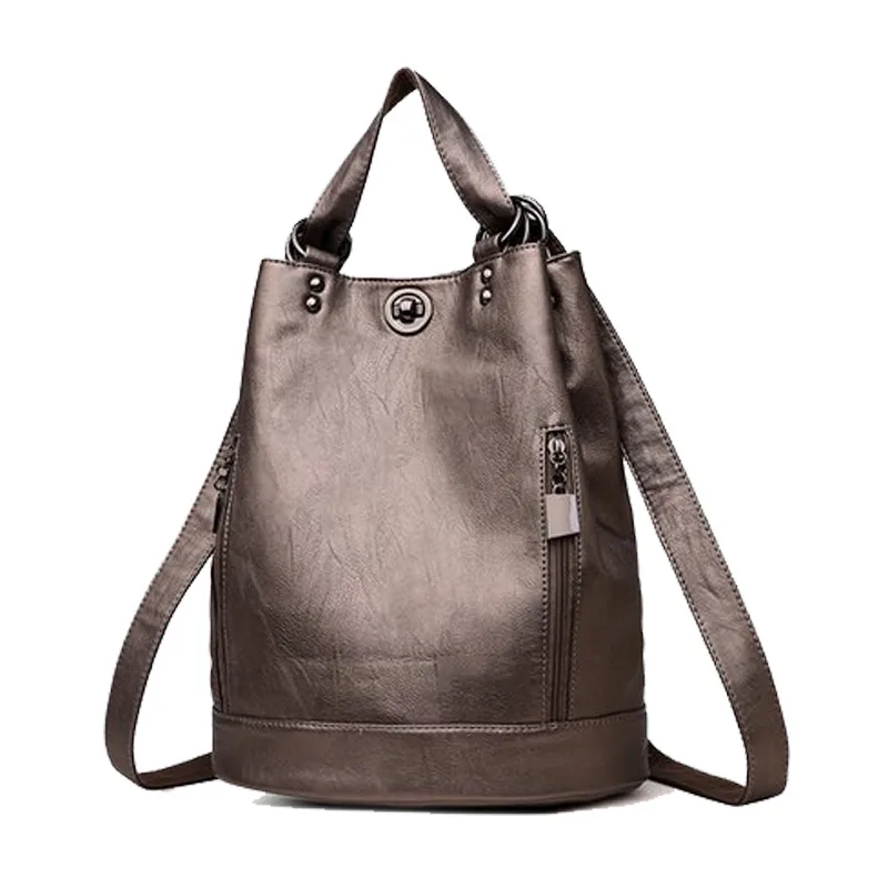 Женский рюкзак mochila feminina, повседневный многофункциональный женский кожаный рюкзак, женская сумка через плечо, сумка для путешествий - Цвет: BRONZE