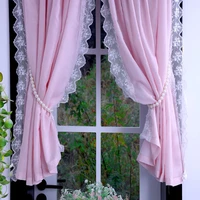 hole free installation of korean lace gauze curtain door curtain half curtain bedroom balcony romantic french retro ruffle windo