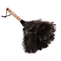 anti static ostrich feather fur brush duster dust cleaning tool wooden handle