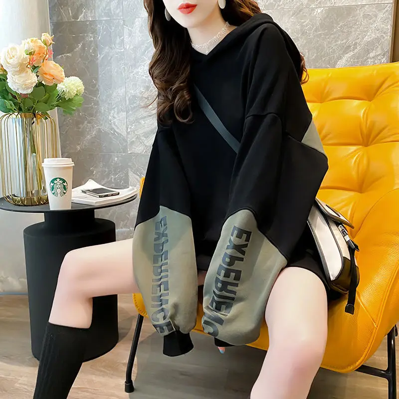 

Plus Size Women'S Autumn Long-Sleeved Top Coat Net Red Loose Hooded Sweater