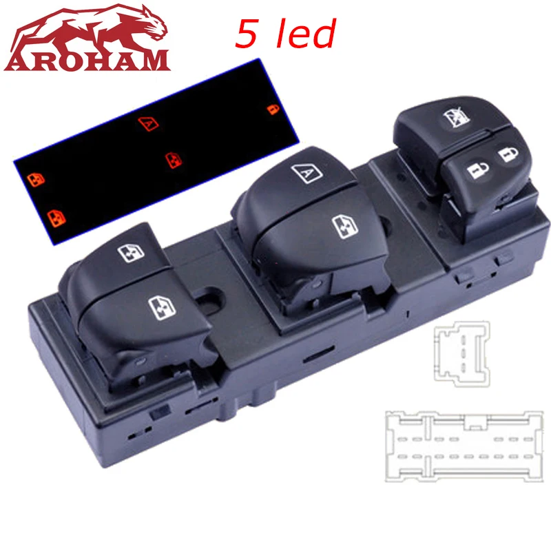 Aroham Neweast Электрический переключатель стеклоподъемника для Nissan Qashqai/Altima/Sylphy/Tiida/X-Trail подсветка led