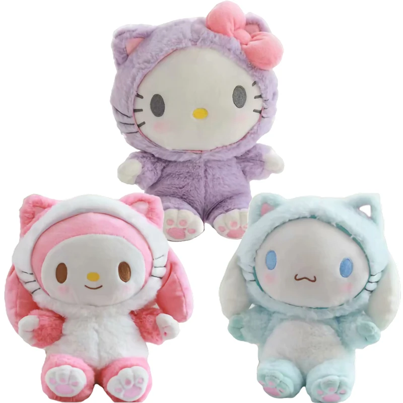 

20cm Kawaii My Melody Cinnamorol Kitty Soft Stuffed Plush Dolls Cute Anime Dogs Backpack Cats Travel Bags Kids Toys Girls Gift
