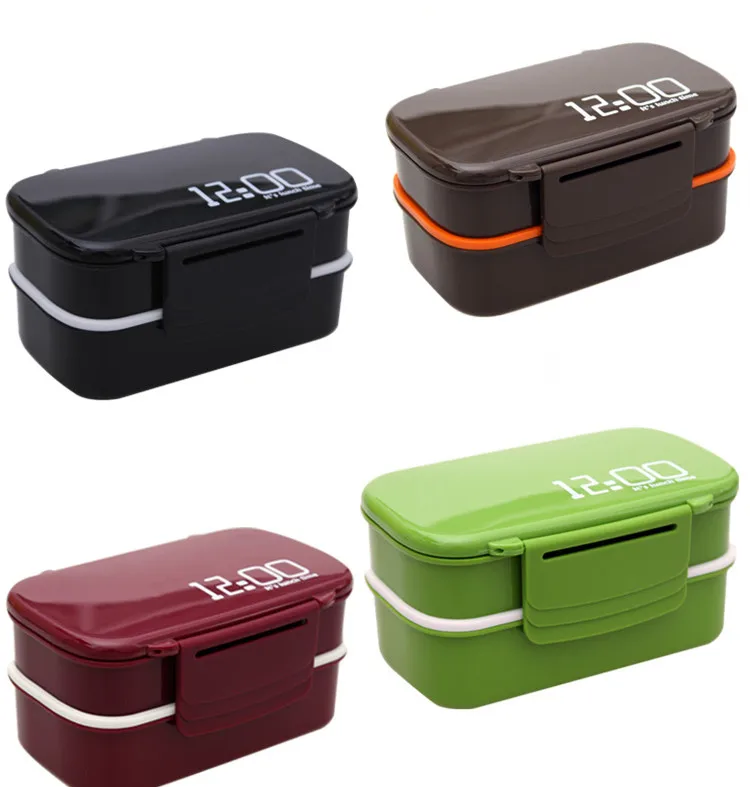 Двухслойная пластиковая коробка для завтрака 1400 мл микроволновой печи Bento