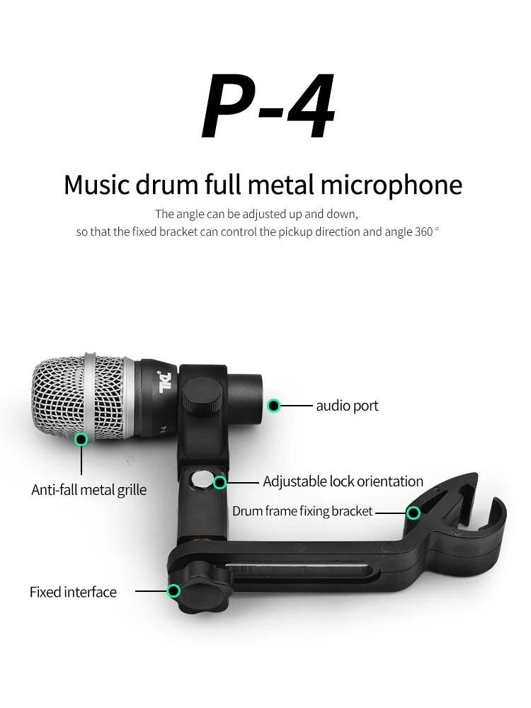 Набор проводных динамических барабанных микрофонов набор басов Tom/Snare & Cymbals для