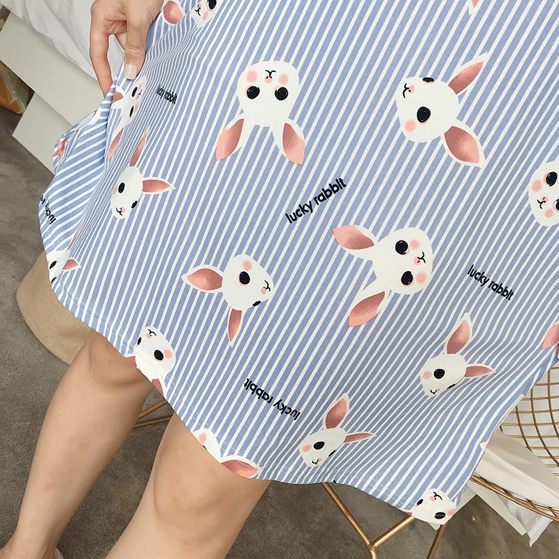 Летняя женская длинная Пижама с героями мультфильмов Дамская Ночная рубашка в