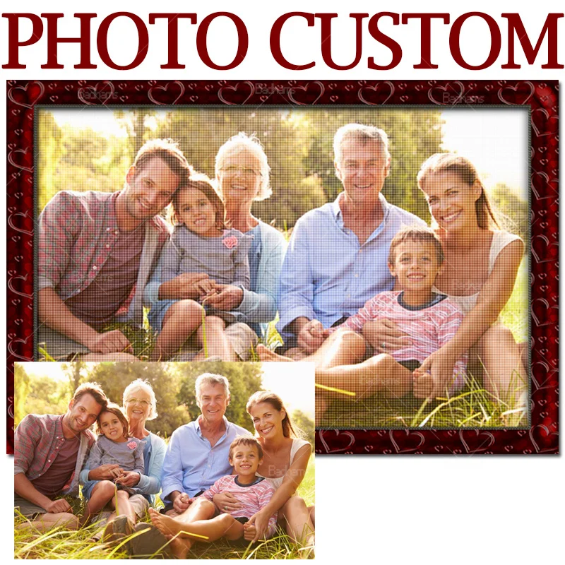 

5D DIY Full Paste Mosaic Diamond Painting Any Sizes Photo Prints Custom Made Cross Stitch Rhinestones For Living Room Home Decor