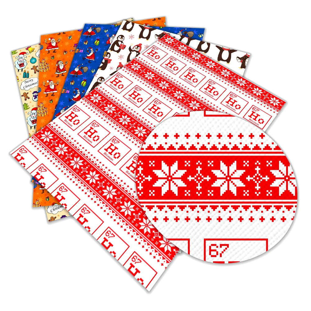 Искусственная кожа с рождественским принтом для рукоделия, 30 см x 136 см