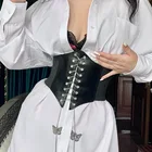 Женский Сверхширокий ремень с металлической цепочкой-бабочкой, эластичный пояс-корсет, модный ремень из искусственной кожи с высокой талией, аксессуары для одежды