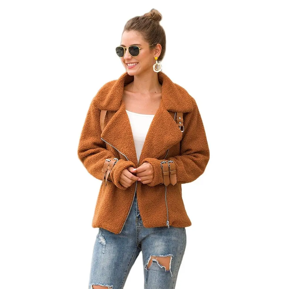 

Шуба женская из искусственного меха, на молнии, с отложным воротником, теплая, Осень-зима, 2021