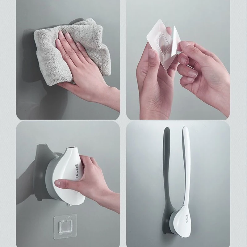 

Bathroom Toilet Brush and Holder Set Soft Silicone Bristle Wall Mounted Long Handle Escobilla Wc Household Toilet Cleaner