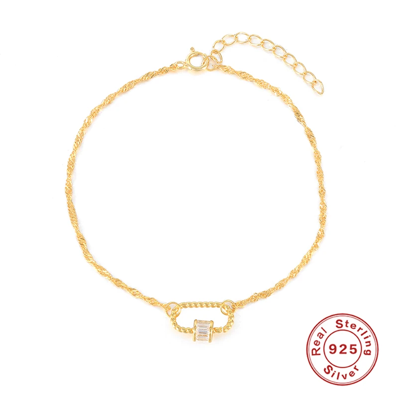 

100% S925 стерлингового серебра Bling браслет со стразами-подвесками для женщин и девочек цепи браслеты очаровательные ювелирные изделия обручал...